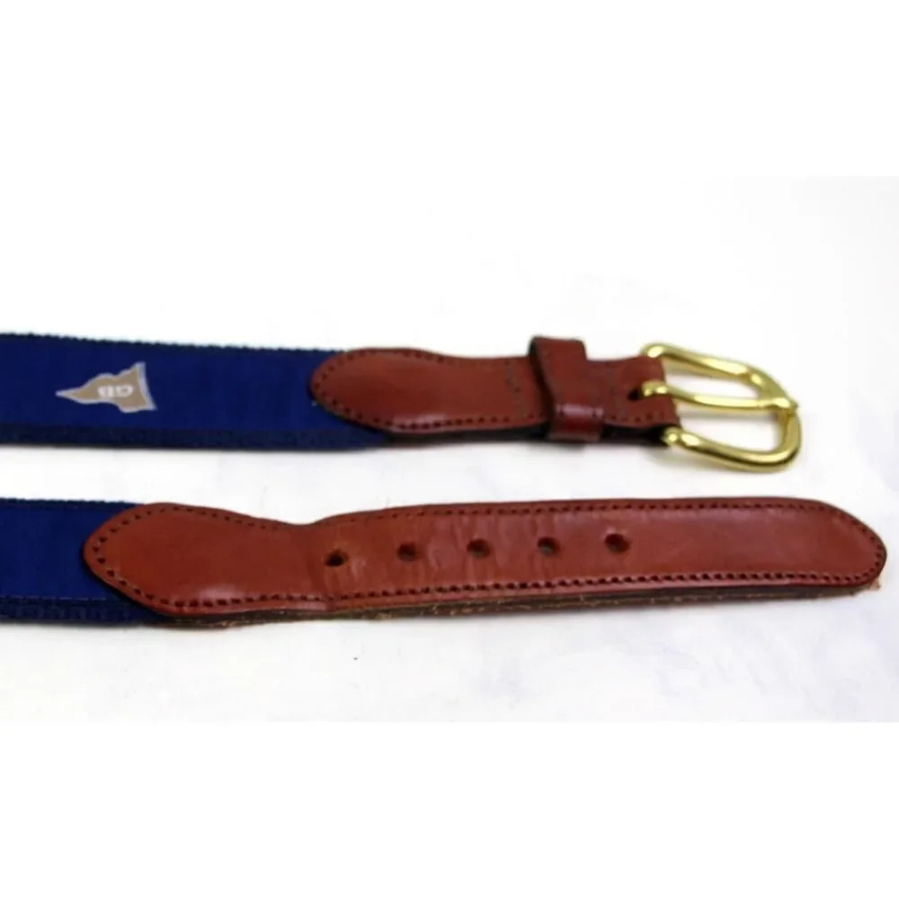 Leather Man BROWN REAL LEATHER BLUE CANVAS 1 1/4